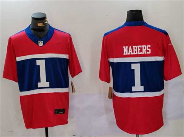 Mens New York Giants #1 Malik Nabers Red 2024 F.U.S.E. Vapor Untouchable Limited Football Stitched Jersey